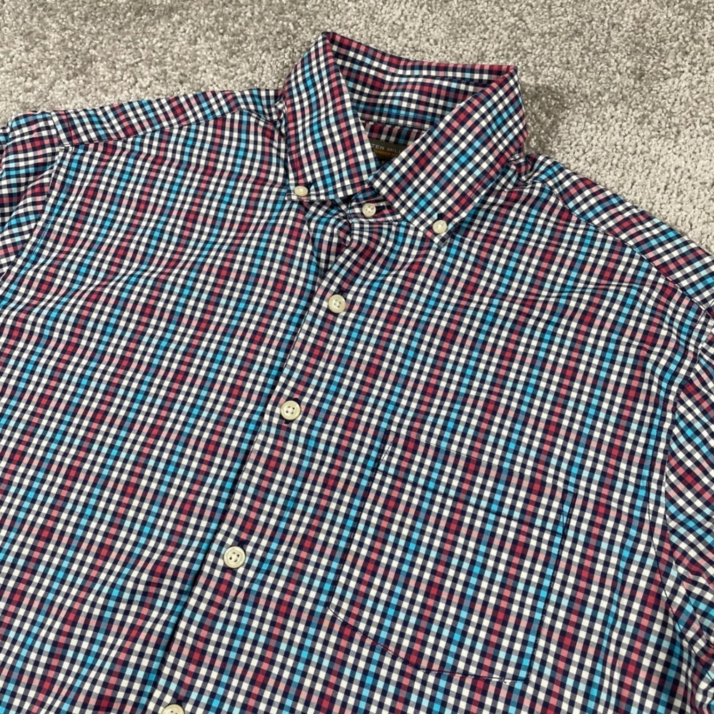 Peter‎ Millar Button Down Shirt Mens Medium Summer Comfort Gingham Golf Stretch